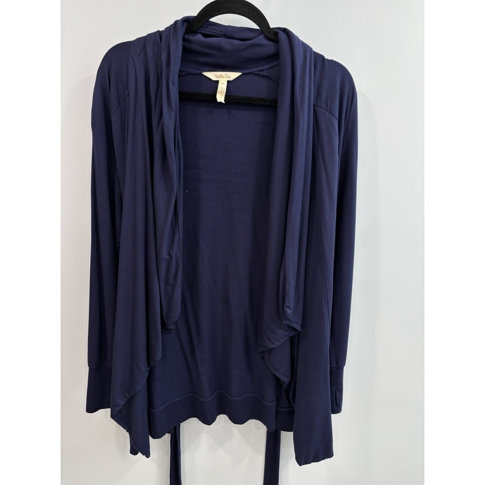 Matilda Jane Navy Blue Open Front Cardigan Women's M Rayon Spandex Soft Office
